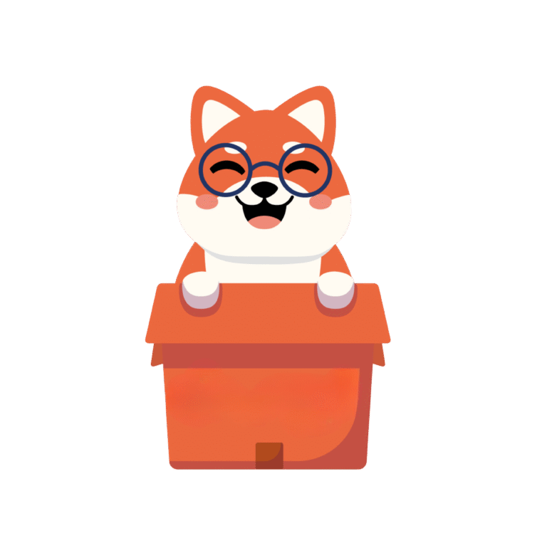 Mascotte Teclab contente, représentant la satisfaction des clients après avoir utilisé les services et produits de Teclab.