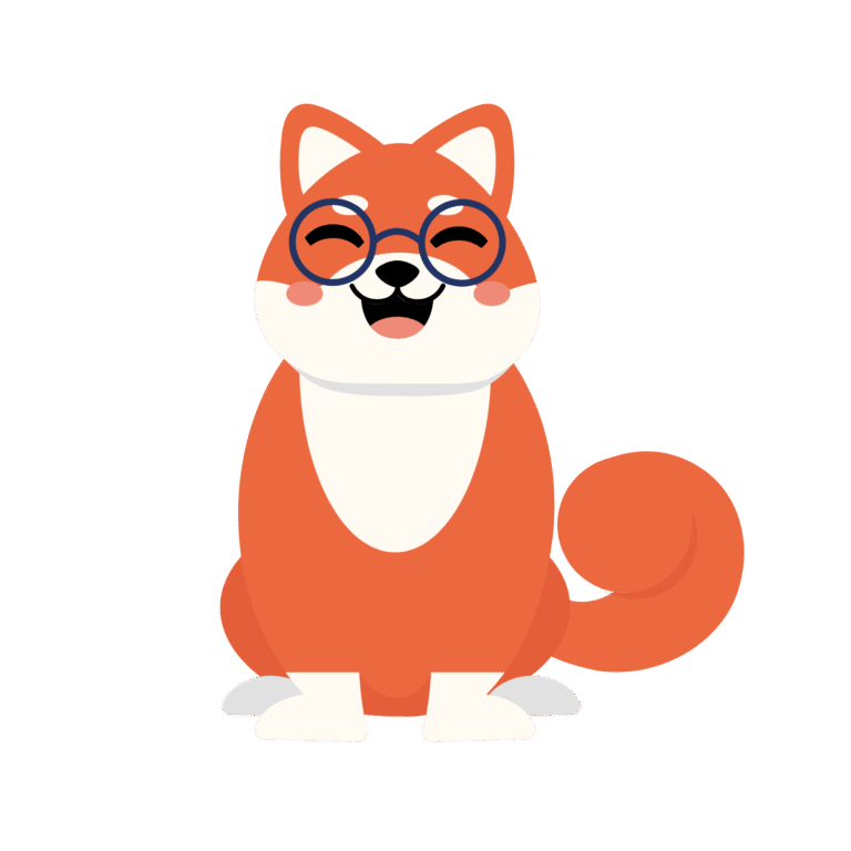 Mascotte Shiba de Teclab, représentant l'esprit dynamique et moderne du magasin de réparation informatique.